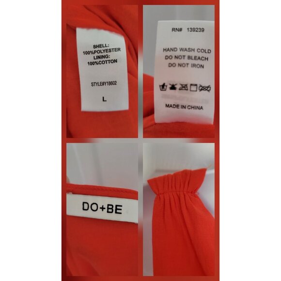 DO+BE Women's Sleeveless Wrap-Style Peplum Top Waist Tie Orange/Red- L - Picture 8 of 8